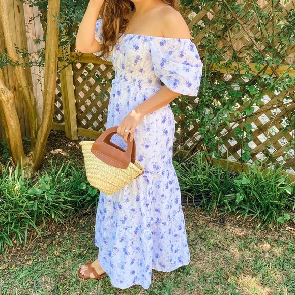 NWT LoveShackFancy x Target Gemma in White Floral Puff-Sleeve Maxi Dress XS - Picture 1 of 16